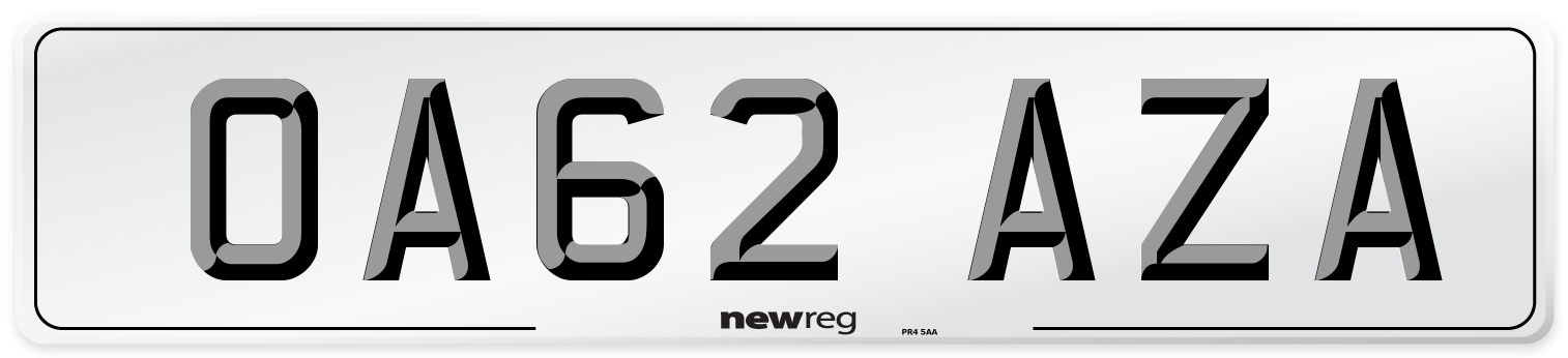 OA62 AZA Number Plate from New Reg